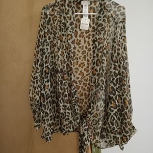Free People leopard tie kimono